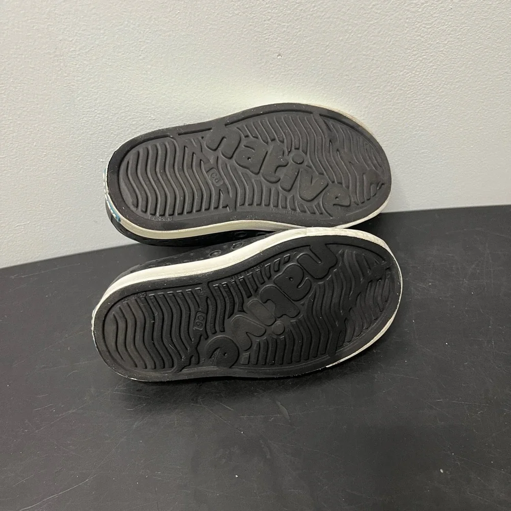 Native Shoes Kids Jefferson Water Shoe Black White Slip‎ On Round Toe C6